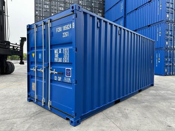 Shipping container in shipping yard