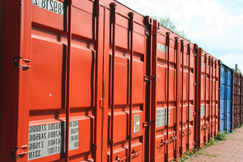 Row of red containers 
